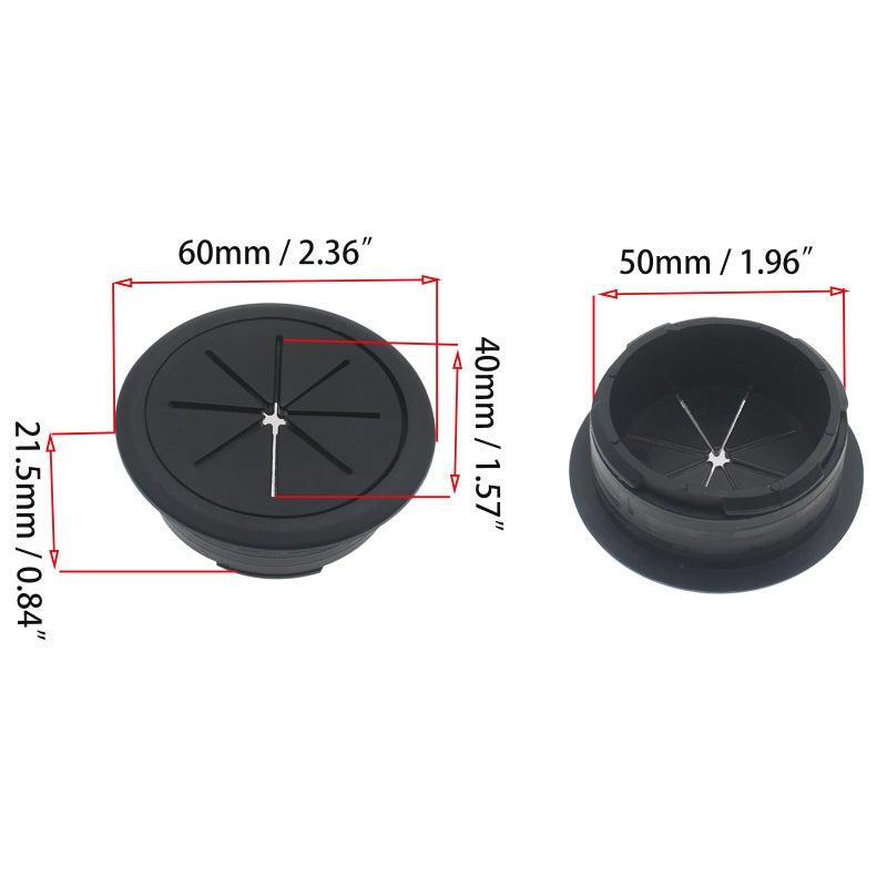 OZXNO 2 Inch Desk Grommet and Hole Saw Kit, OZXNO 5-Pack 50mm Flexible Desk Wire Cord Hole Cover with Matching Holesaw Drill Bits for Cable Organizer Wiring Management and Protection - Image 3